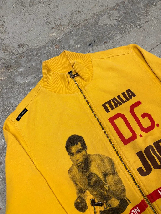2000s Dolce & Gabbana Boxing Yellow Zip-Up Sweater evnPzqB 4