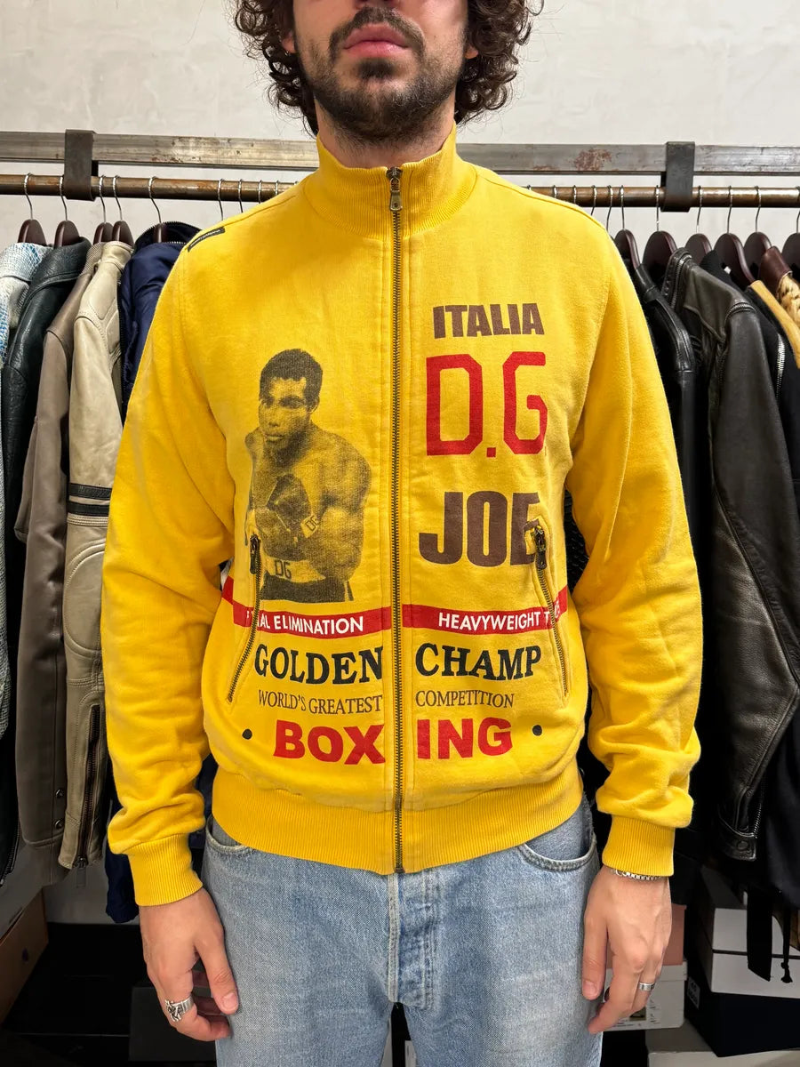 2000s Dolce & Gabbana Boxing Yellow Zip-Up Sweater evnPzqB 1
