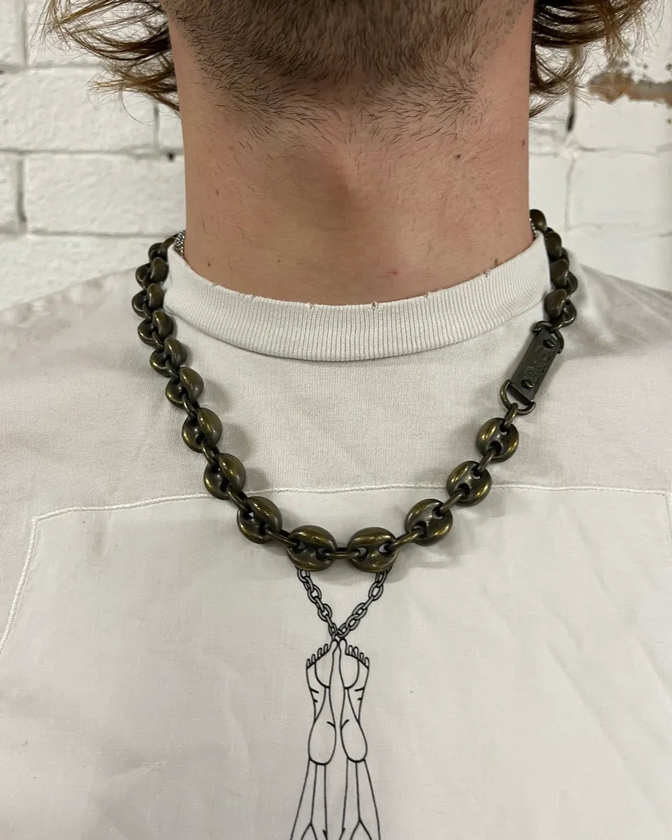 2000s Dolce & Gabbana Bronze Coffee Beans Cuban Link Necklace NkydAER 1