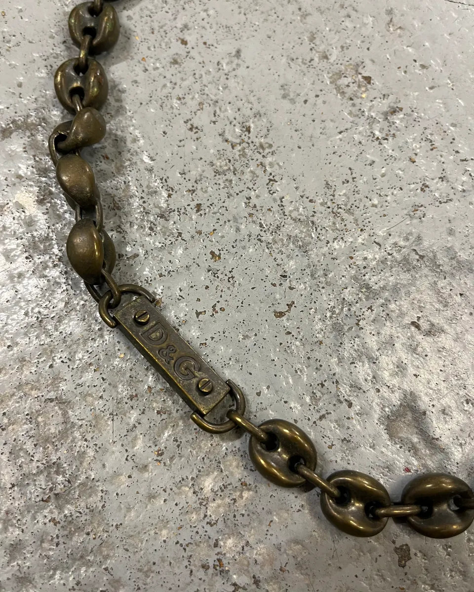 2000s Dolce & Gabbana Bronze Coffee Beans Cuban Link Necklace NkydAER 2