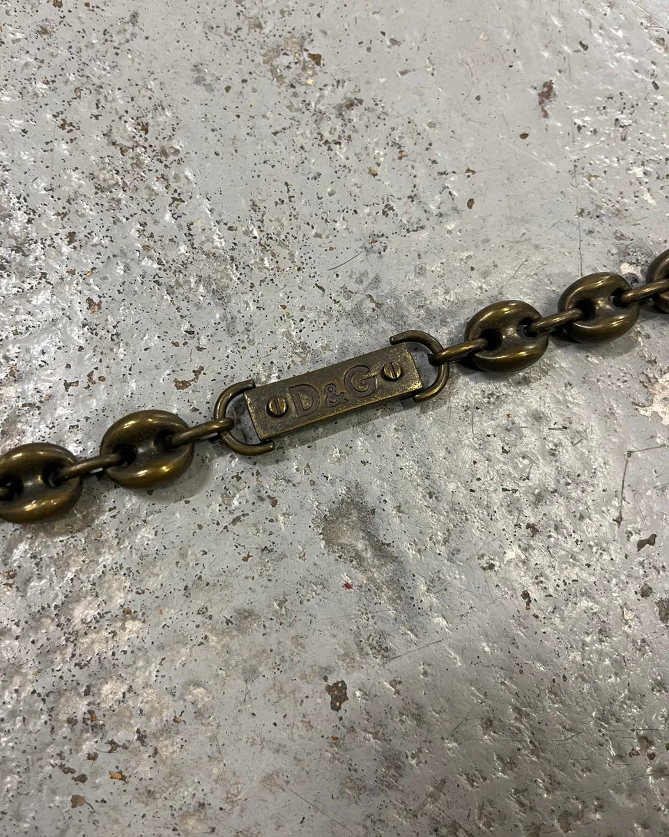2000s Dolce & Gabbana Bronze Coffee Beans Cuban Link Necklace NkydAER 4