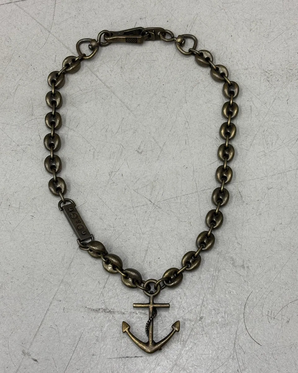AW2006 Dolce & Gabbana Bronze Metal Anchor Chain Necklace QrFxUVS 0