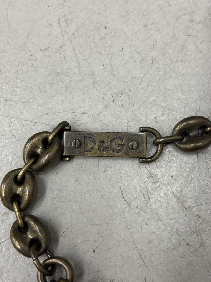 AW2006 Dolce & Gabbana Bronze Metal Anchor Chain Necklace QrFxUVS 5