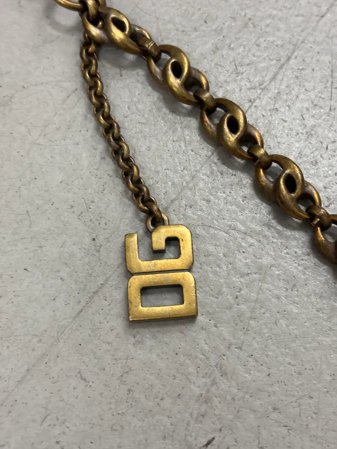 SS2003 Dolce & Gabbana Bronze Metal DG Logo Belt Chain LTOcqUV 4