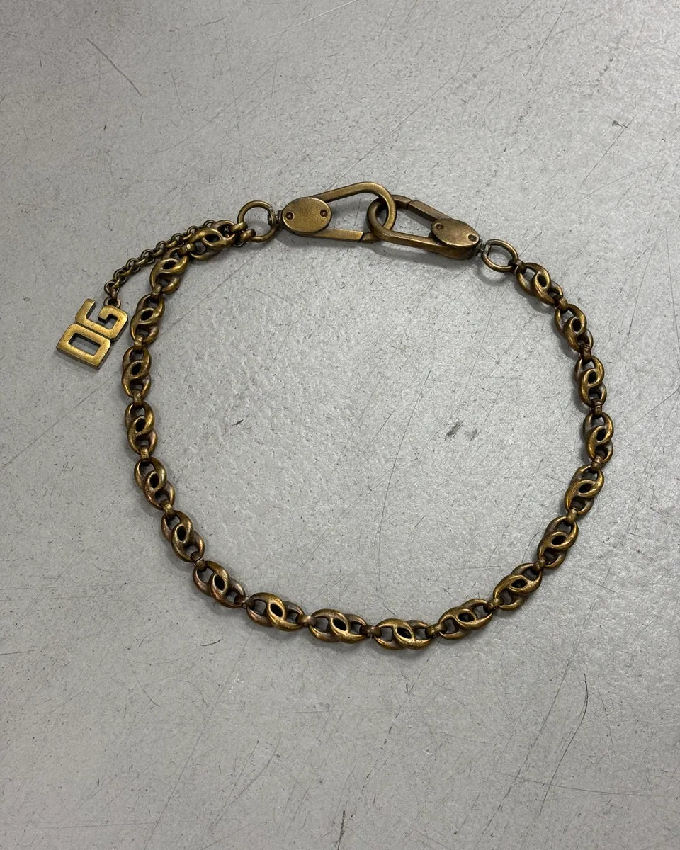 SS2003 Dolce & Gabbana Bronze Metal DG Logo Belt Chain LTOcqUV 1