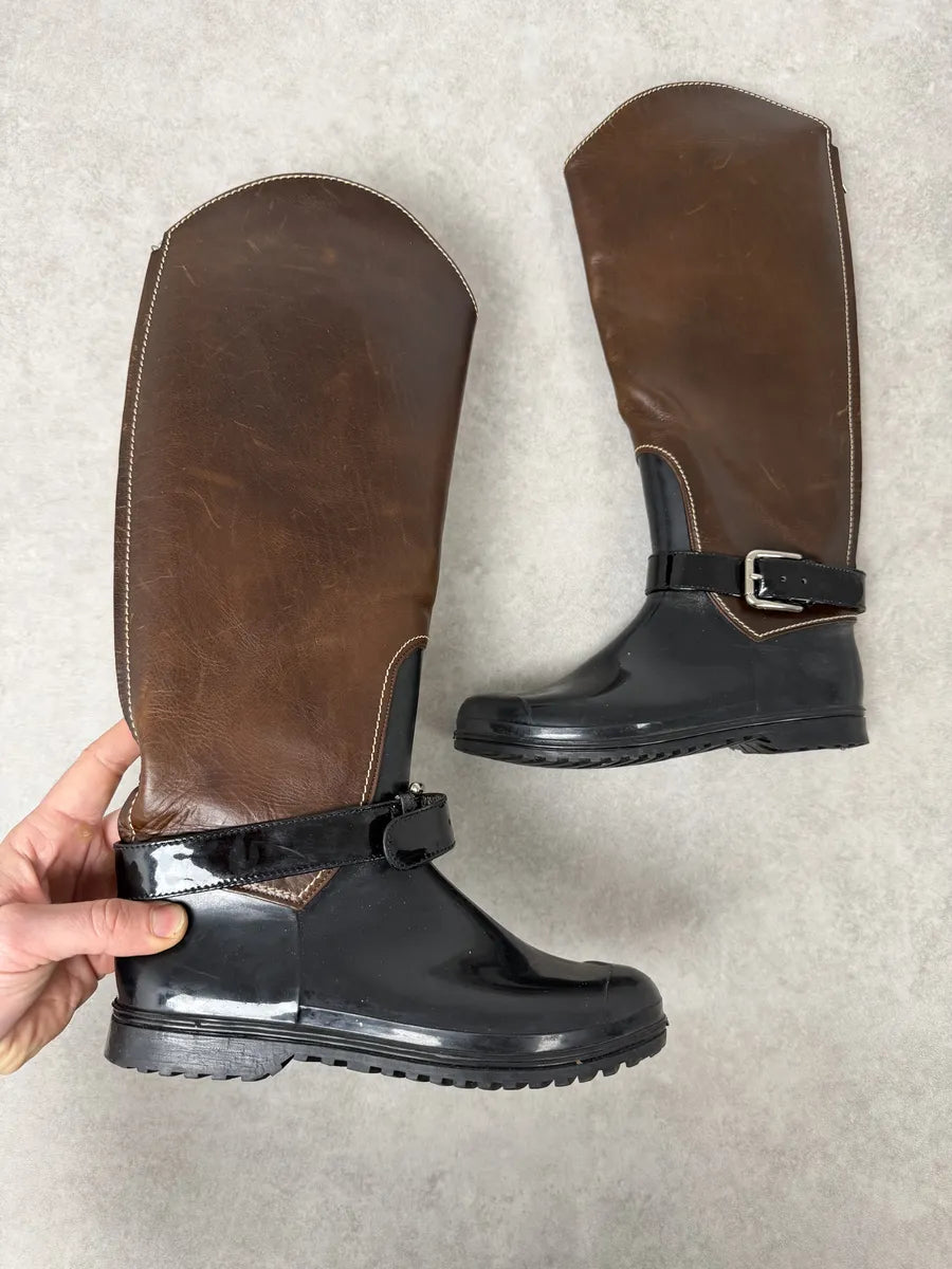 2000s Dolce & Gabbana Brown & Black Ankle Leather Boots oeHdJdn 0