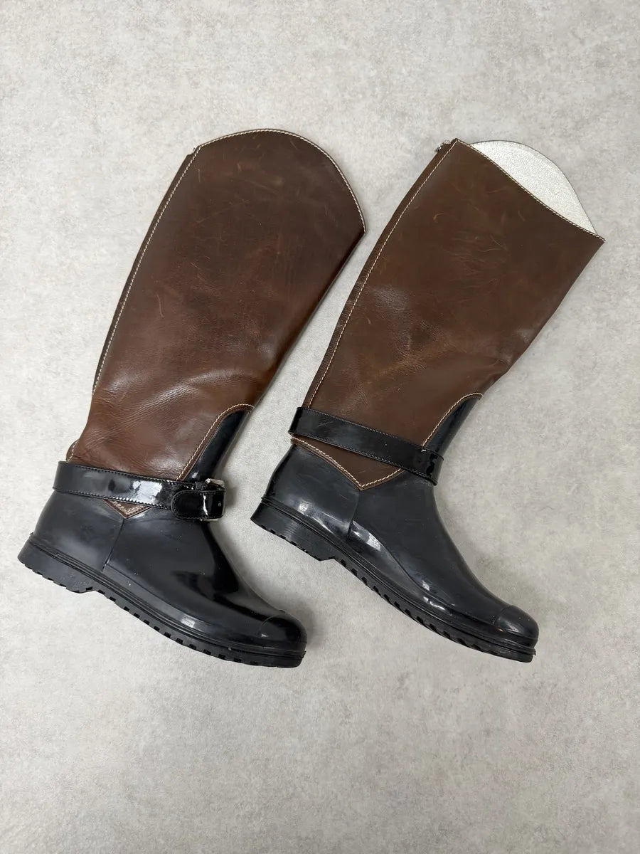 2000s Dolce & Gabbana Brown & Black Ankle Leather Boots oeHdJdn 1