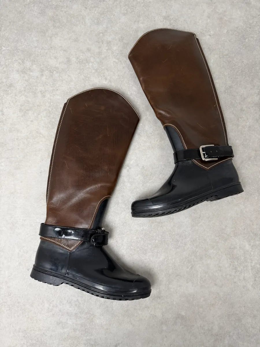2000s Dolce & Gabbana Brown & Black Ankle Leather Boots oeHdJdn 3