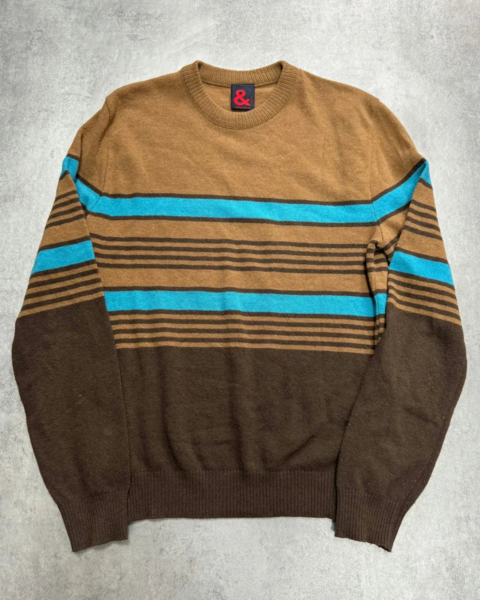 2000s Dolce & Gabbana Brown & Blue Sripes Lambwool Sweater DEGOjEH 0