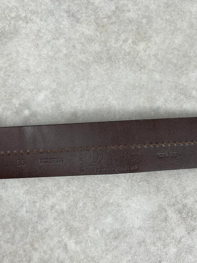 2000s Dolce & Gabbana Brown & White Fur Leather Belt ExFPjcs 6