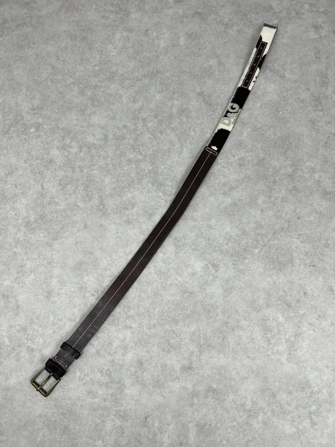 2000s Dolce & Gabbana Brown & White Fur Leather Belt ExFPjcs 7