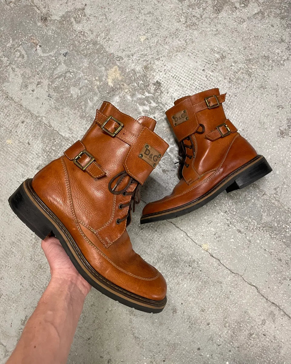 2000s Dolce & Gabbana Brown Ankle Leather Boots OLWEIHV 0