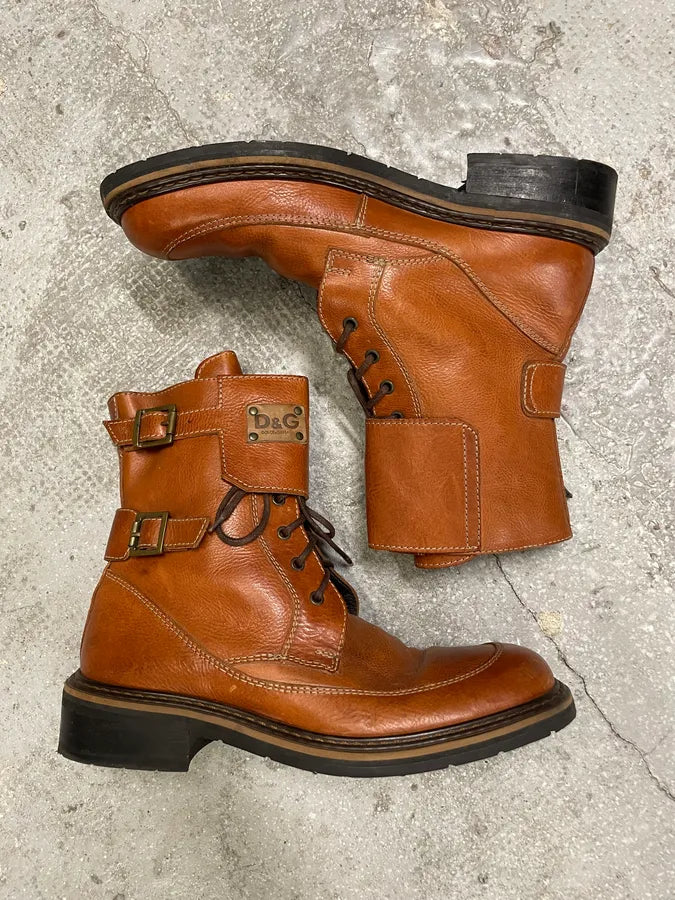 2000s Dolce & Gabbana Brown Ankle Leather Boots OLWEIHV 2