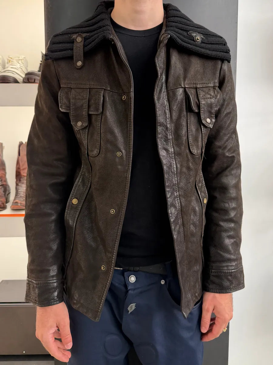 2000s Dolce & Gabbana Brown Aviator Leather Jacket XTOmVqF 1