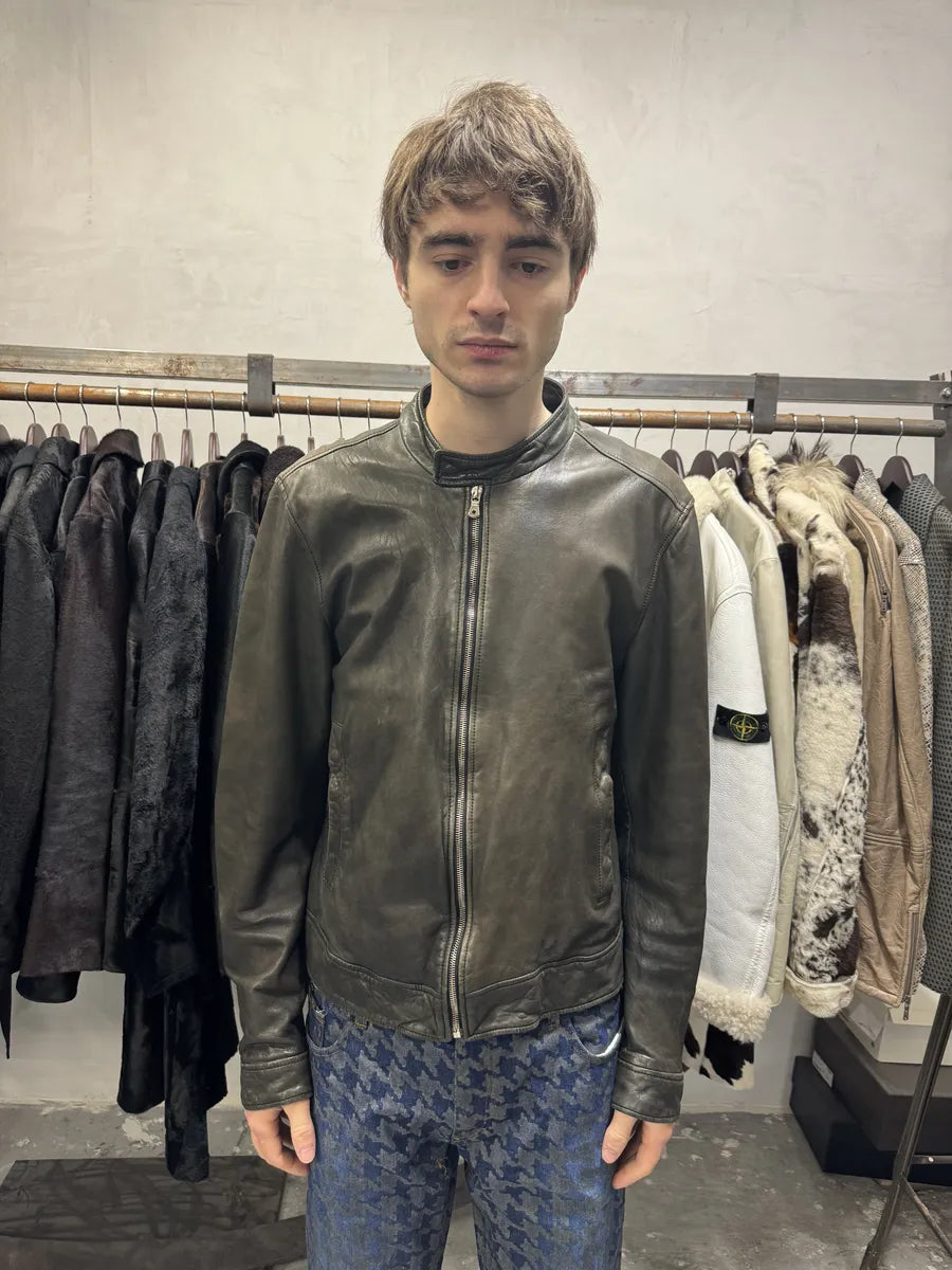 2000s Dolce & Gabbana Brown Biker Lambskin Leather Jacket (M) 2