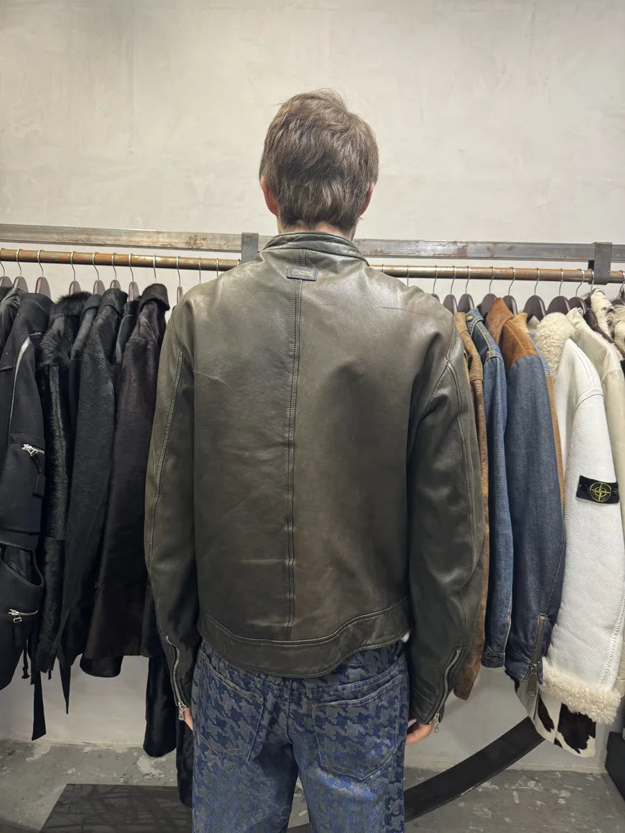 2000s Dolce & Gabbana Brown Biker Lambskin Leather Jacket (M) 3