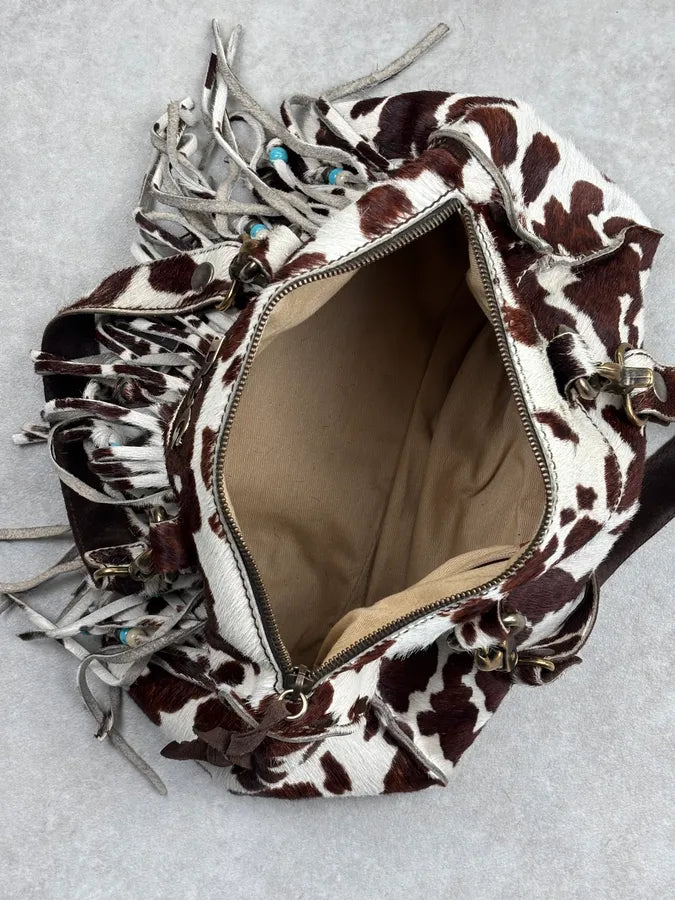 AW2004 Dolce & Gabbana Brown Calf Hair Cow Print Handle Bag JiPbfXu 18