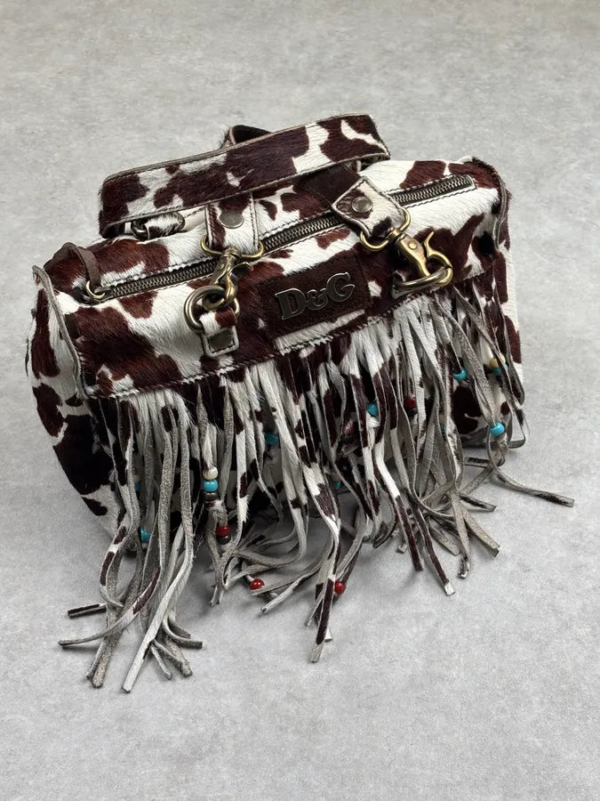 AW2004 Dolce & Gabbana Brown Calf Hair Cow Print Handle Bag JiPbfXu 1