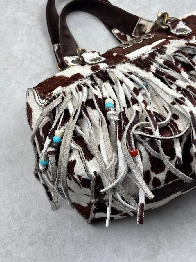 AW2004 Dolce & Gabbana Brown Calf Hair Cow Print Handle Bag JiPbfXu 6