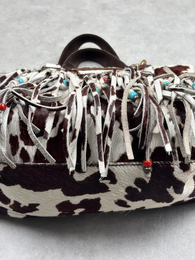 AW2004 Dolce & Gabbana Brown Calf Hair Cow Print Handle Bag JiPbfXu 7