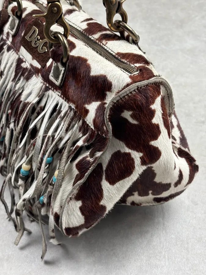 AW2004 Dolce & Gabbana Brown Calf Hair Cow Print Handle Bag JiPbfXu 14
