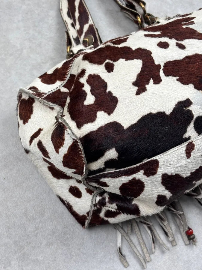 AW2004 Dolce & Gabbana Brown Calf Hair Cow Print Handle Bag JiPbfXu 15