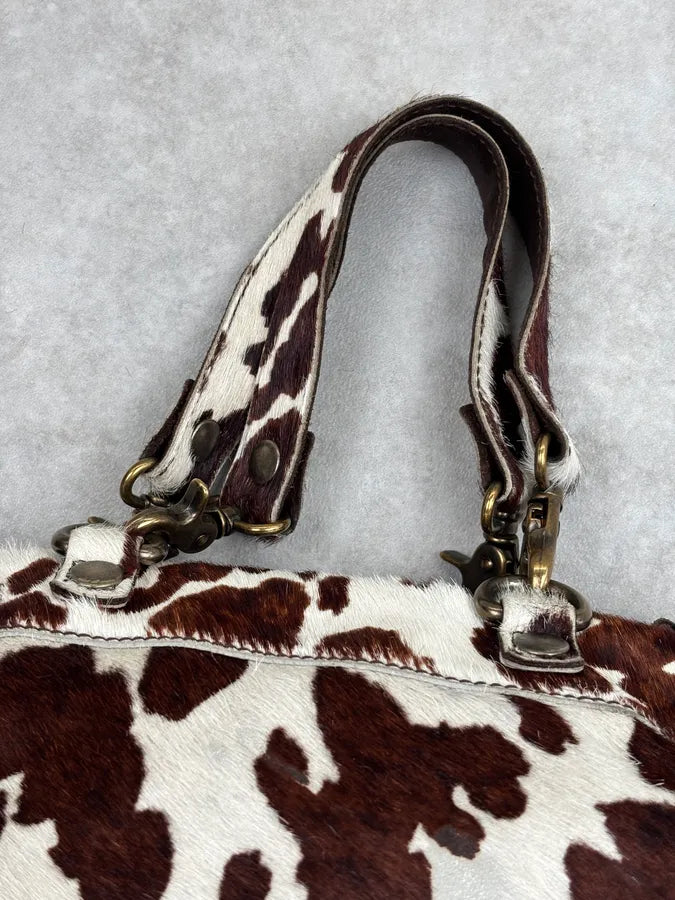 AW2004 Dolce & Gabbana Brown Calf Hair Cow Print Handle Bag JiPbfXu 10