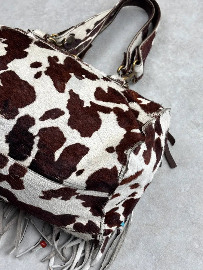 AW2004 Dolce & Gabbana Brown Calf Hair Cow Print Handle Bag JiPbfXu 13