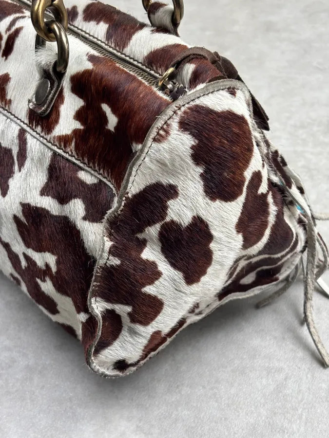 AW2004 Dolce & Gabbana Brown Calf Hair Cow Print Handle Bag JiPbfXu 16