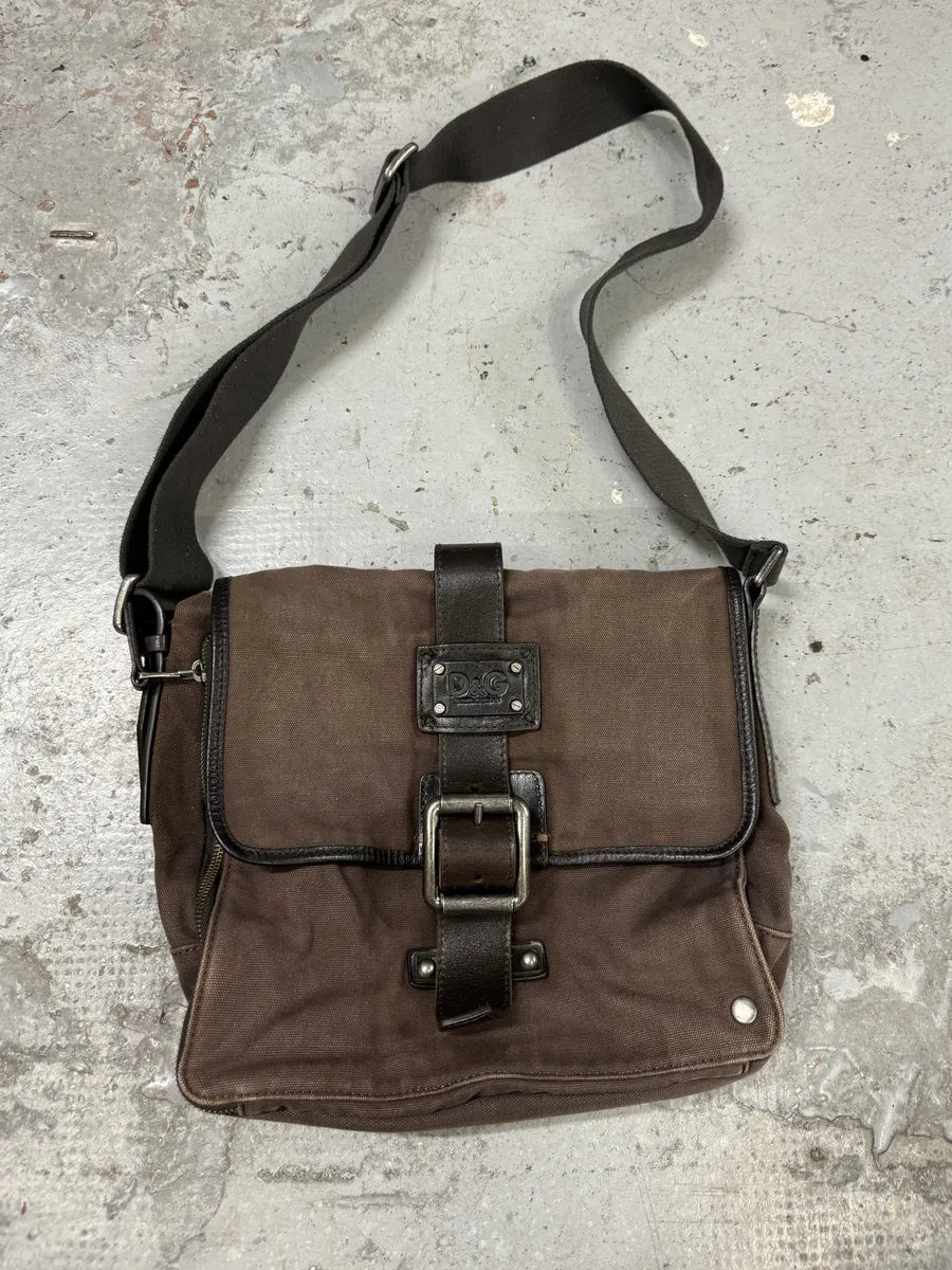 2000s Dolce & Gabbana Brown Canva Cargo Shoulder Bag eApdlyK 0