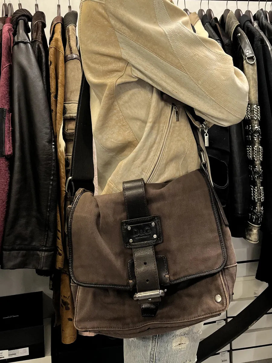 2000s Dolce & Gabbana Brown Canva Cargo Shoulder Bag eApdlyK 1