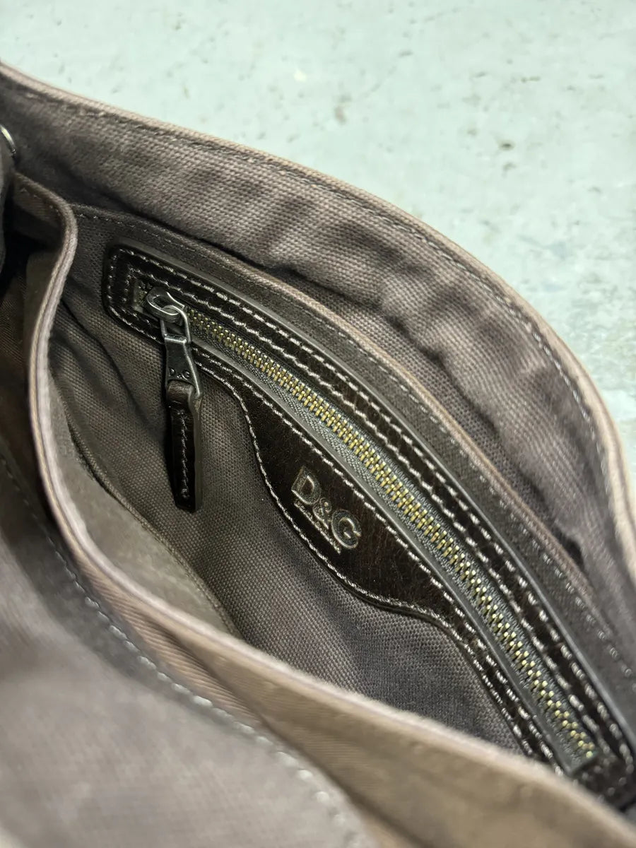 2000s Dolce & Gabbana Brown Canva Cargo Shoulder Bag eApdlyK 7