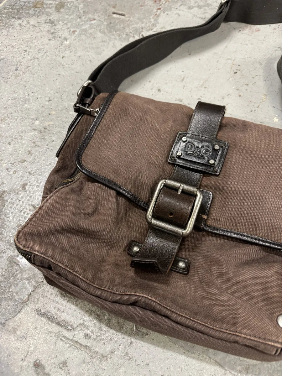 2000s Dolce & Gabbana Brown Canva Cargo Shoulder Bag eApdlyK 8