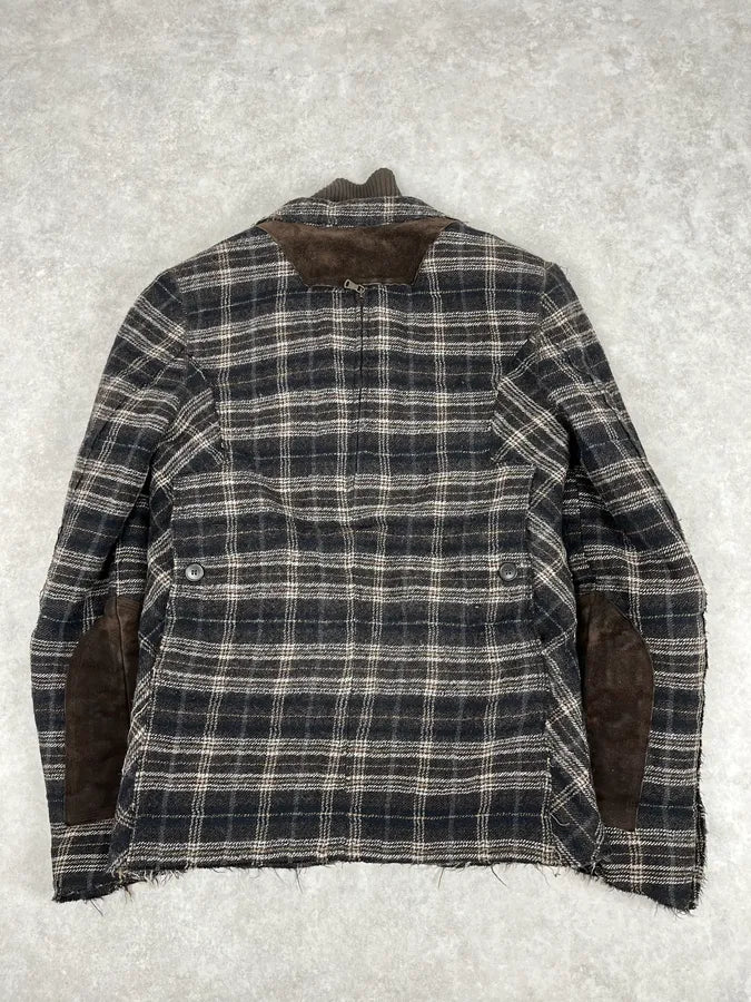 2000s Dolce & Gabbana Brown Checkered Hybrid Wool Jacket  joUsIPe 5