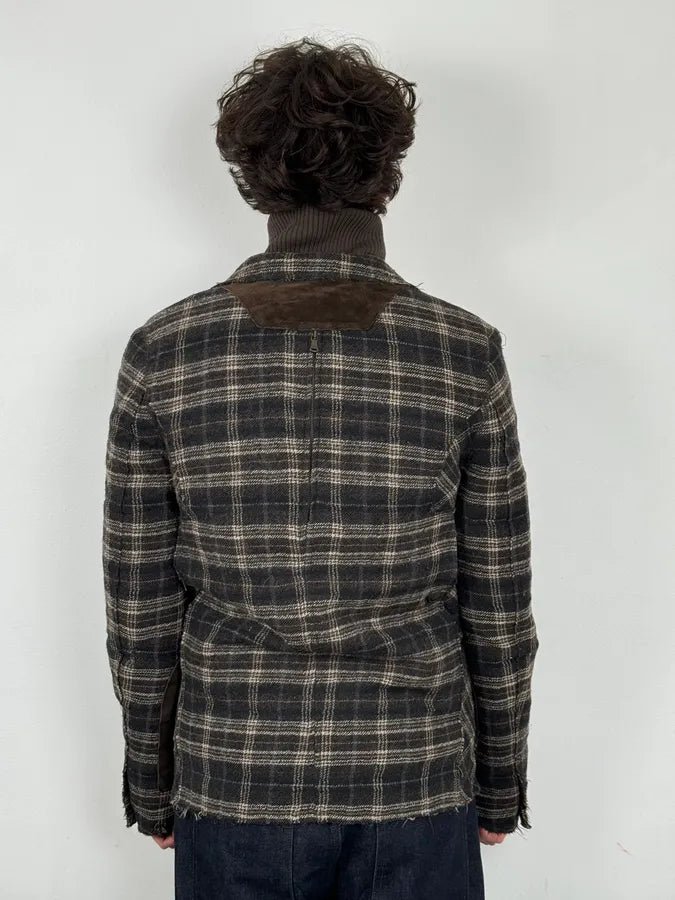 2000s Dolce & Gabbana Brown Checkered Hybrid Wool Jacket  joUsIPe 2