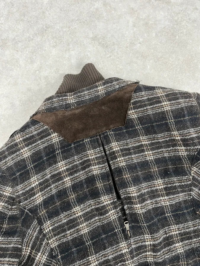 2000s Dolce & Gabbana Brown Checkered Hybrid Wool Jacket  joUsIPe 9