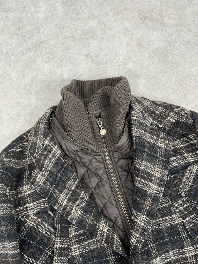 2000s Dolce & Gabbana Brown Checkered Hybrid Wool Jacket  joUsIPe 7