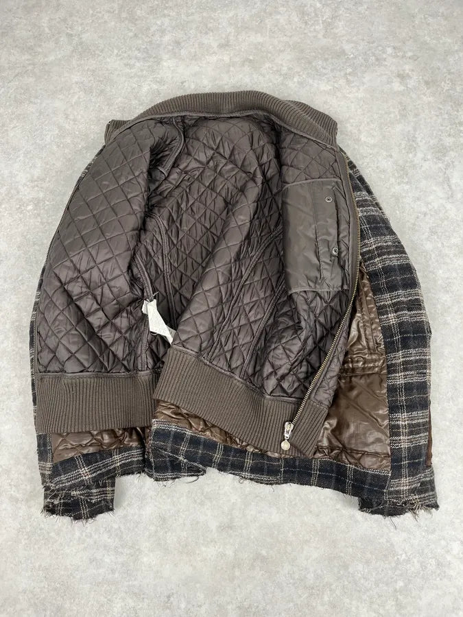 2000s Dolce & Gabbana Brown Checkered Hybrid Wool Jacket  joUsIPe 6