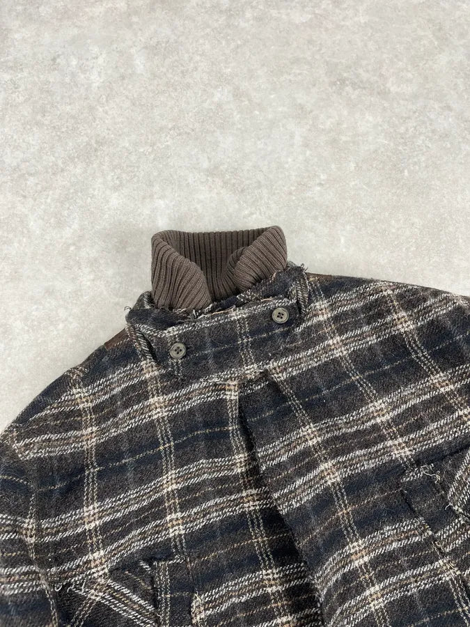 2000s Dolce & Gabbana Brown Checkered Hybrid Wool Jacket  joUsIPe 8