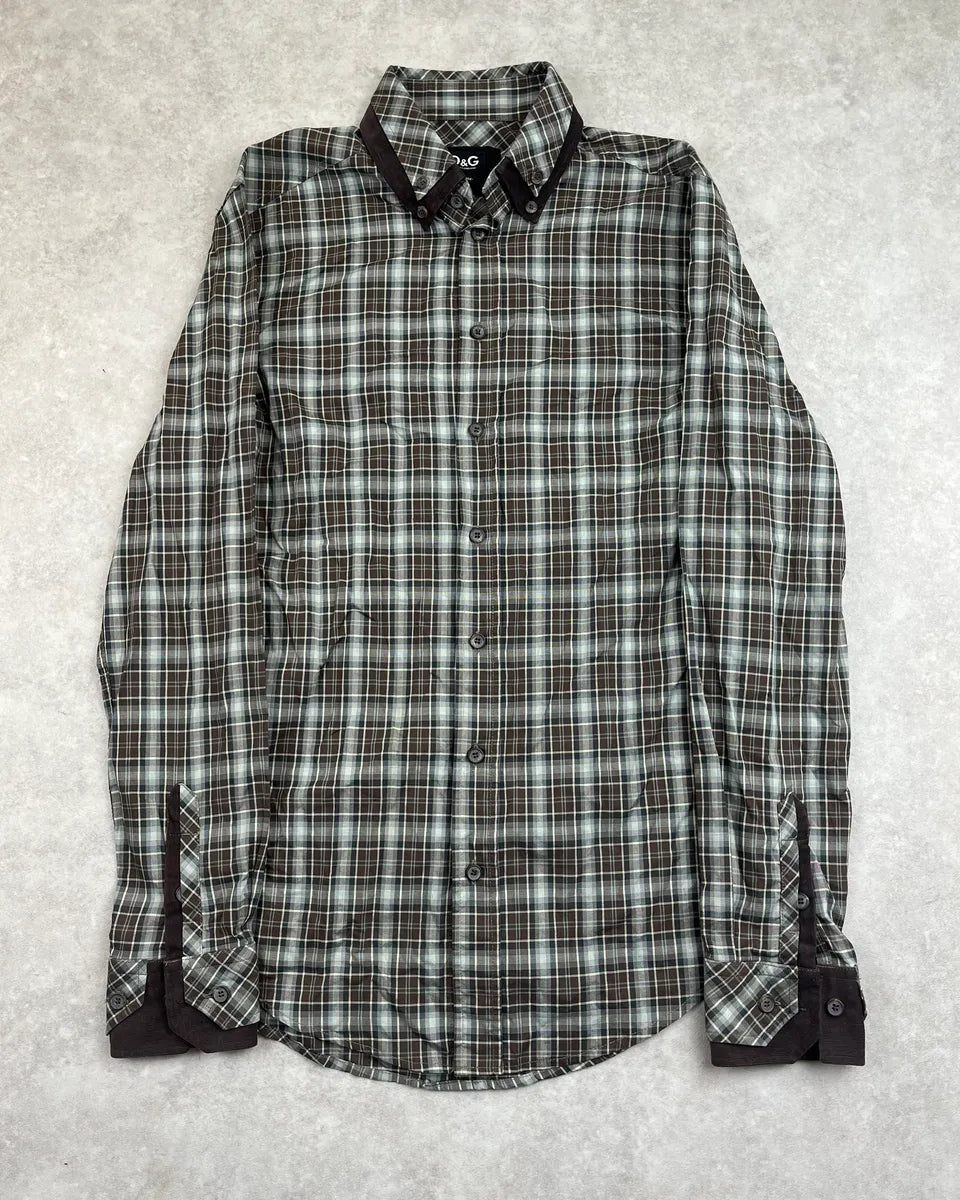 SS2011 Dolce & Gabbana Brown Checkered Shirt HbtyRiJ 0