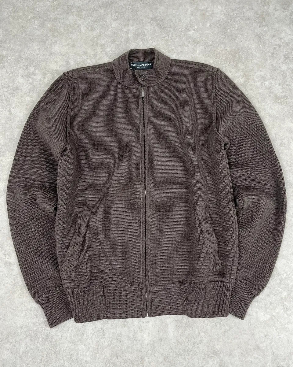 2000s Dolce & Gabbana Brown Classy Zip-up Sweater jQiCryH 3