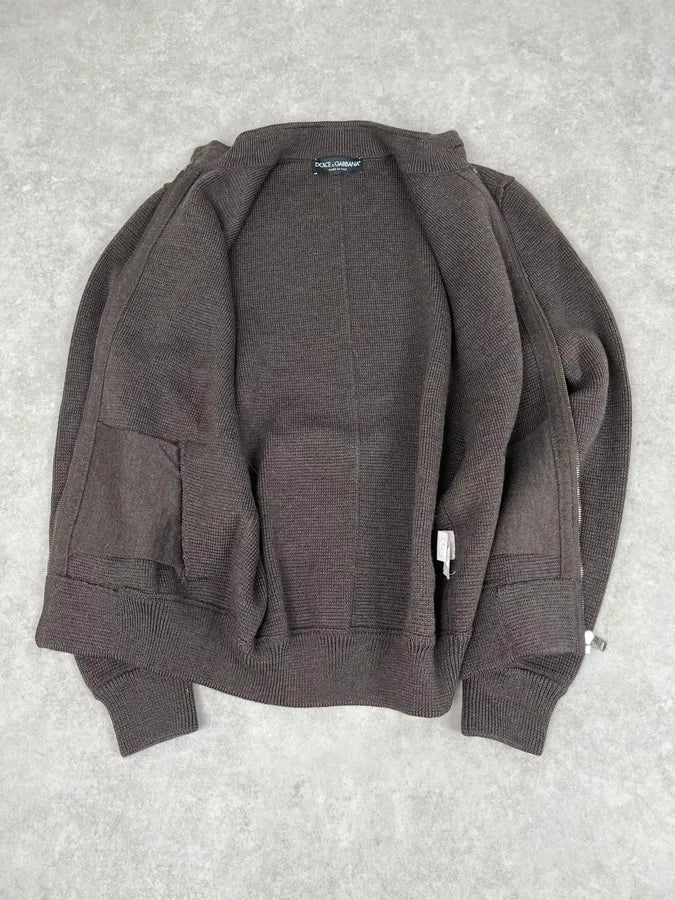 2000s Dolce & Gabbana Brown Classy Zip-up Sweater jQiCryH 7