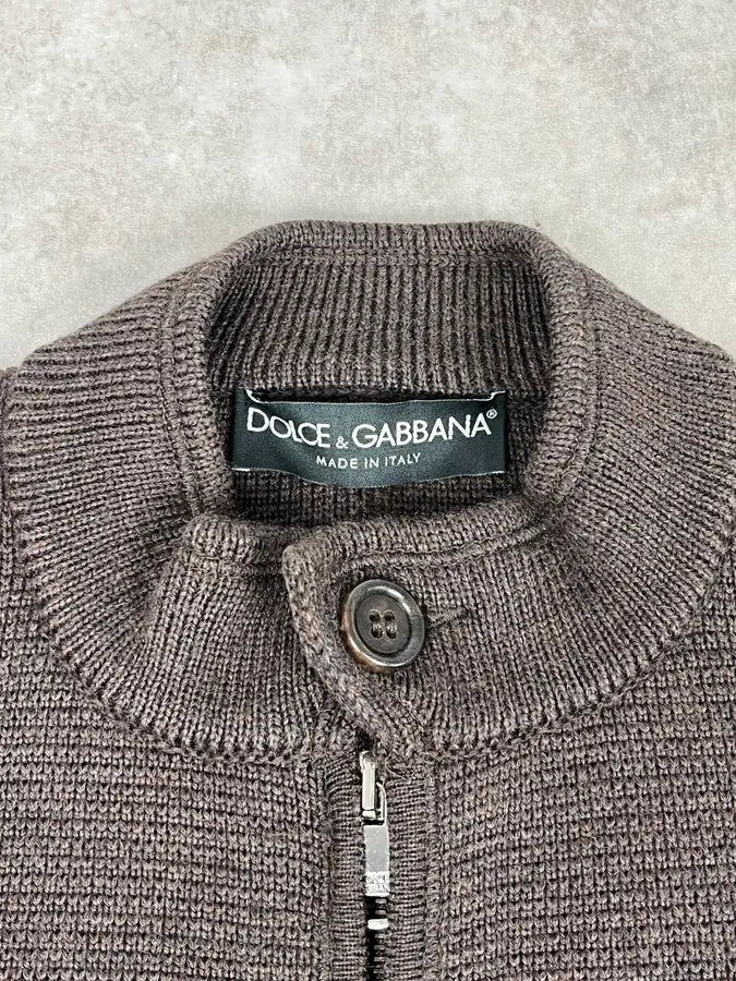 2000s Dolce & Gabbana Brown Classy Zip-up Sweater jQiCryH 8