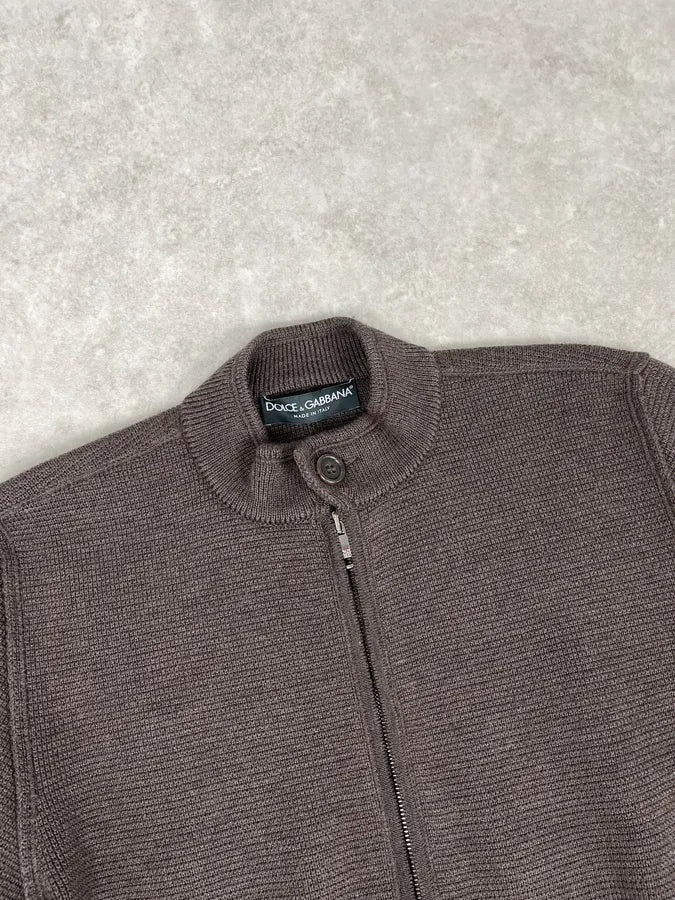 2000s Dolce & Gabbana Brown Classy Zip-up Sweater jQiCryH 4