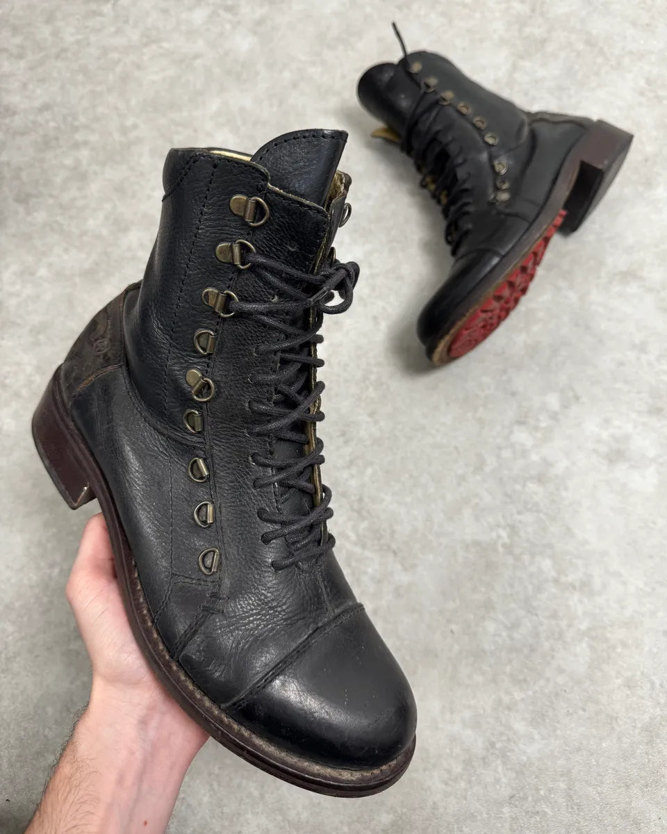 AW2006 Dolce & Gabbana Black Combat Leather Boots PcHYESt 0