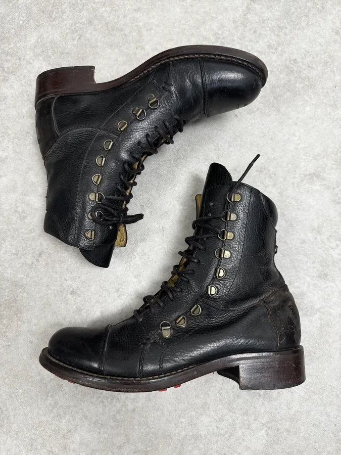 AW2006 Dolce & Gabbana Black Combat Leather Boots PcHYESt 2