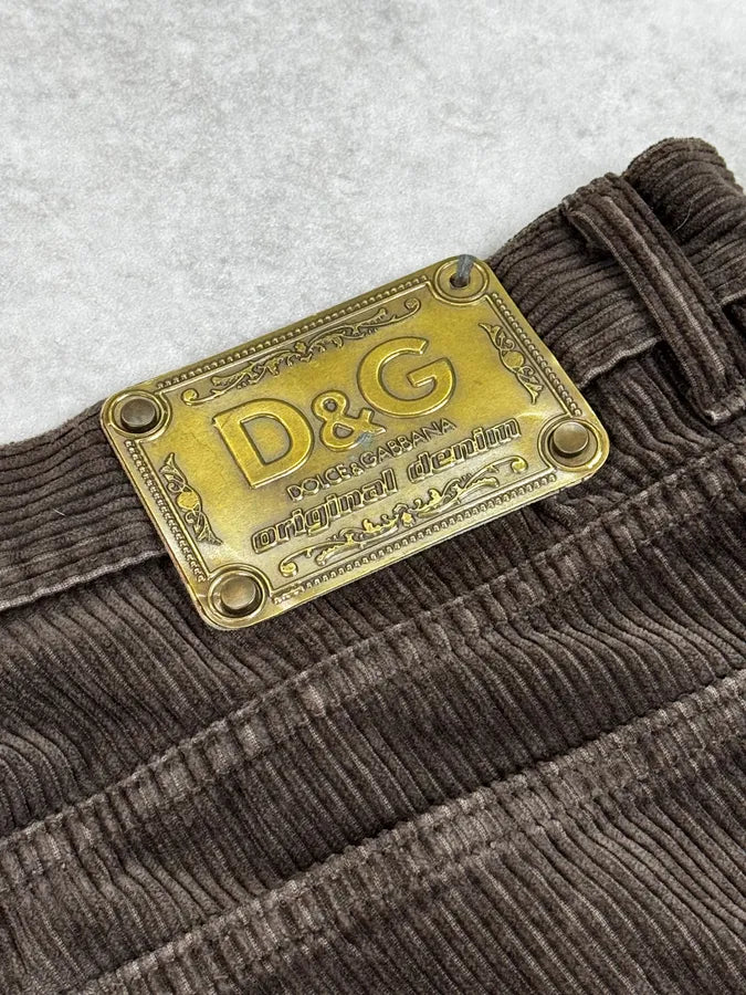 2000s Dolce & Gabbana Brown Corduroy Distressed Pants upALweG 8