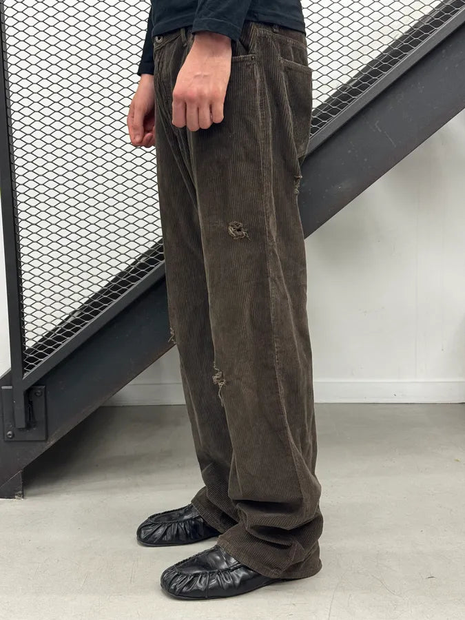 2000s Dolce & Gabbana Brown Corduroy Distressed Pants upALweG 1