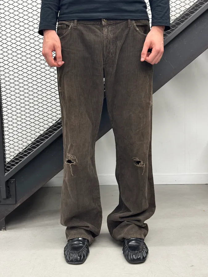 2000s Dolce & Gabbana Brown Corduroy Distressed Pants upALweG 0