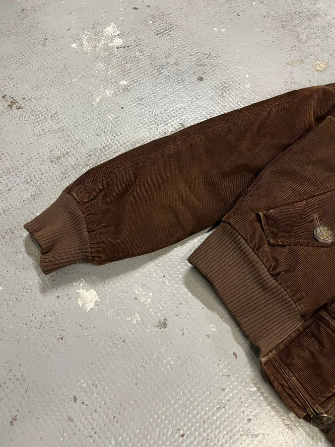 2000s Dolce & Gabbana Brown Corduroy Fur Hood Buttoned Jacket xXWapcx 5